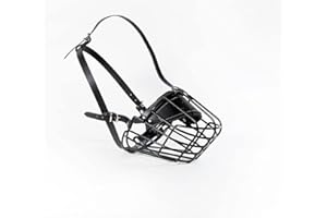 L&J PETS UK Starker Maulkorb aus Drahtmetall für Hunde, Rottweiler, Mastiff, Golden Retriever und andere (R2, schwarz/schwarzes Leder)