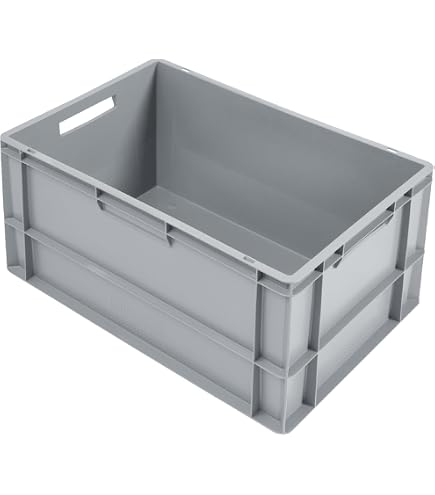 PROREGAL SuperSparSet – 8x Eurobox NextGen Grip Mit Deckel & 4 Blauen Verschlüssen, 22x30x40 Cm, 20 L, Glatter Boden, Offene Griffe, Made In Germany