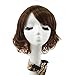 Rabbitgoo® Dark Brown Short Bobs Cosplay Wigs for Women with Lace Front fringe Curly Wigs Wave with Wig Cap High Quality Heat Resistant 19cm/28cm