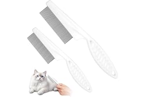 OFFCUP Loppkam för Katt och Hund, Stor + Liten Kam med Fina Tänder för Långt och Kort Hår Ta Bort Lopp, Fästingar, Tårfläckar