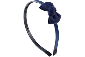 RIGHE E POIS 229-323-Cerchietto per capelli bimba con fiocco (Blu)