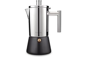 Easyworkz Diego Stovetop Espresso Maker Stainless Steel Italian Coffee Machine Maker 4cup 200ml Induction Moka Pot