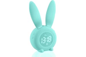 ‎AOREUN Aoreun wecker kinder, Cute Rabbit Kinderwecker Nachttischlampe-Snooze-Funktion, wecker mit licht Digital, zeitgesteuertes Nachtlicht wecker, Kindertagesgeschenk für Kinder, Jungen, Mädchen - Grün