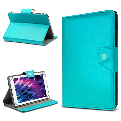 UC Express® Hochwertige Tablet Schutzhülle für Medion Lifetab E6912 Tablet Tasche Hülle mit Standfunktion kombiniert Schutz und Design in 9 verschiedenen Farben aus hochwertigem Kunstleder Cover Case Universal Farbauswahl, Farben:Türkis
