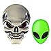 Produktbild xj 3D Chrome Bone Red Augen Metall Schädel Emblem Aufkleber Aufkleber Logo Fender Hood Auto Motorrad + 1 stück Auto 3D Logo Metall Aliens