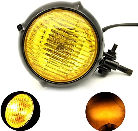 MotoFans H4 35W Hi/Low bulb Vintage Antique Style Motorcycle Headlight Retro Cafe Racer Bobber Chopper Cruiser Large Bullet