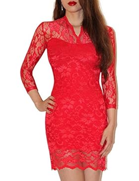 SODACODA Minikleid - Short Lace Dress - Kurzes Spitzen Kleid - 3/4 lange Ärmel und V-Neck