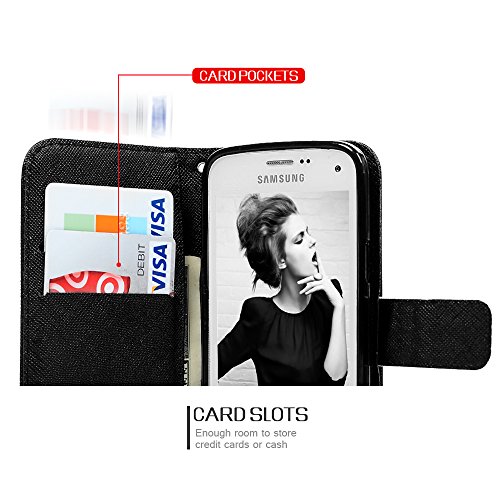 Badalink Hülle für Samsung Galaxy S5 Mini Handyhülle Hülle PU Leder Tasche Handy Schutzhülle Cover Flip Tasche mit Kartenfach und Ständerfunktion in Don’t Touch My Phone Muster Kleine Augen Design + Flower Anti Staub Schutz Stöpsel + Eingabestift - 5