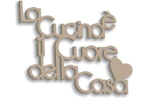 Declea Home Decor, Scritta frase in legno da appendere La cucina è il cuore della casa, Decorazione Murale da appendere alla parete ideale per la per cucina, Taupe, 60X45 cm