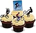 Produktbild Radfahren BMX Mix - 12 essbare hochwertige stehende Waffeln Karte Kuchen Toppers Dekorationen, Cycling BMX Mix - 12 Edible Stand Up Premium Wafer Card Cake Toppers Decorations