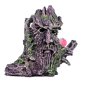 AQUAPETZWORLD Decaying Trunk Aquarium Resin Wood Hollow Face Tree Root Branch Log Aquarium Ornament Decoration Fish Tank Hideouts Cave Structure Decor for Betta Fish