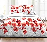 PROMO LINGE Housse de Couette 220 x 240 cm + 2 taies - Coton 57 Fils Coquelicot.