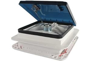 Futchoy Ventilatore da tetto 28 x 28 cm, ventilazione per camper e roulotte, bianco e nero, flusso d'aria bidirezionale, utilizzo estivo