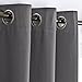 Thermal Insulated Eyelet Blackout Curtains - PONY DANCE Short Window Treatments Blackout Curtain Draperies for Kitchen Living Room Bedroom Bay Window / Home Decoration, 2 Pcs, W 46" x L 54", Grey