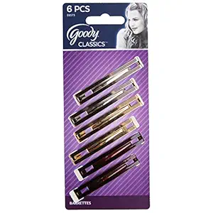 Goody Samantha Barrettes, Assorted Colors, 6 Pcs #08575