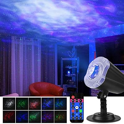 Qomolo LED Lampe Projecteur,Qomolo Projecteur de Ciel étoilé Vagues Veilleuse, Projecteur de Lumière avec Télécommande pour Extérieur et Intérieure Projection Romantique Décorative Chambre/Noël/Fête