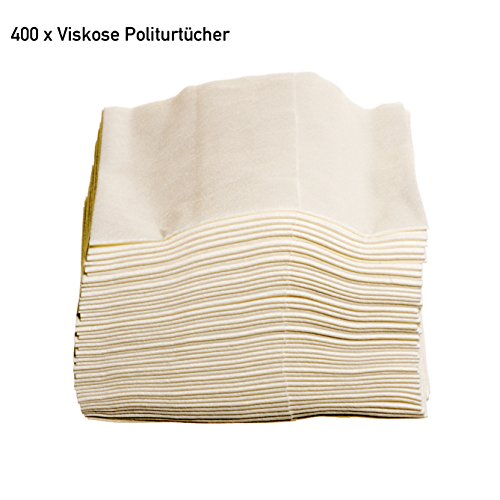 400 Stück hochwertige Viskose Politurtücher 38 x 34 cm von ZVG - Reinigungstücher weiß, lösungsmittelbeständig, saugstark - hochwertiges Multitex Mehrwegtuch Vlies mit Textilcharakter für Feinmechanik Elektro- u Fahrzeugindustrie Lackiererei Bootsbau Reinigung - 400 x Poliertuch