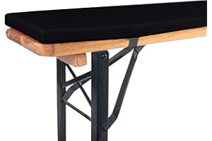 ‎TEXDEKO TexDeko® Bierbankauflage gepolstert 220x25x2cm waschbar mit Reißverschluss für Bierzeltgarnitur Härtegrad Mittelhart RG23 Bequeme Bankauflage zum selber aufziehen (Schwarz)