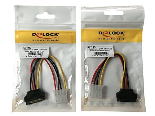 Stromkabel Delock SATA 15Pin -> Molex 4Pin St/Bu (2er-Pack)