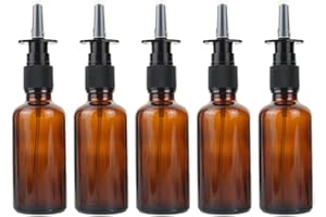 IMIROOTREE Flacon de pulvérisation nasale portatif rechargeable en verre ambré vide de 50 ML avec pulvérisateur de brouillard sous pression contenant de l'eau de maquillage (10 ea.)