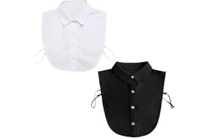 Mezza Camicia Da Donna Con Colletto Staccabile Quesuc, Comoda, Liscia, Facile da Indossare, Adatta per Ufficio/Sale Riunioni - 2 pezzi