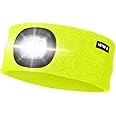 ATNKE LED Lighted Headband, USB Rechargeable Running Hat Ultra Bright 4 LED Waterproof Light Lamp Headlamp High Stretch Moisture Wicking Multi-Color