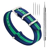 CIVO Armbanduhr BANDS NATO Premium Ballistic Nylon Uhrenarmband Edelstahl Schnalle 18 mm 20 mm 22 mm mit Top SPRING BAR Werkzeug und 4 Spring Bars Bonus (Navy/Shamrock, 20mm)