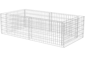 vidaXL Gabion Planter in Rust-Proof Galvanised Steel - Large Flower or Plant Bed Border for Garden or Patio - Spot Welded for Extra Stability