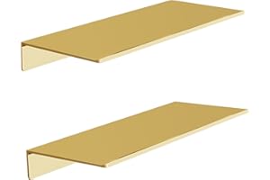 HNVNER Etagere Murale en Métal Lot de 2, Or Brossé Étagère Murale de Décoration pour Salon, Chambre, Salle de Bain, Etagère Flottante pour Le Rangement Mural (30 x 12.5CM)