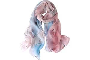 STORY OF SHANGHAI Sciarpa di 100% Seta da Donna Foulard Chiffon con Fantasie Orientale Semi-Trasparente