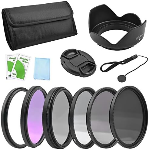 BPS 58mm Lens Filter Accessory Kit:58mm UV Filter Set(UV + CPL + FLD) + 58mm ND Filter Set(ND2 + ND4 + ND8) + Tulip Lens Hood + Snap-On Front Lens Cap + Cap Keeper Leash + Filter Porch + Cleaning Cloth for Canon EOS 700D 1200D 750D 1100D Nikon D3200 D7200 D3300 Sony A77 Alpha A58 A99 Alpha A3000 Pentax K-50 K-3 KS-1 Digital SLR Caera