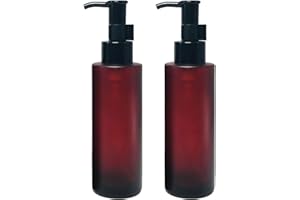 QUUPY Leere Glas-Pumpflaschen, 100 ml, Premium, Milchflasche, Lotionspender, Kosmetikbehälter mit schwarzem Pumpdeckel, für Küche, Badezimmer, Arbeitsplatte, Waschküche, 2 Stück