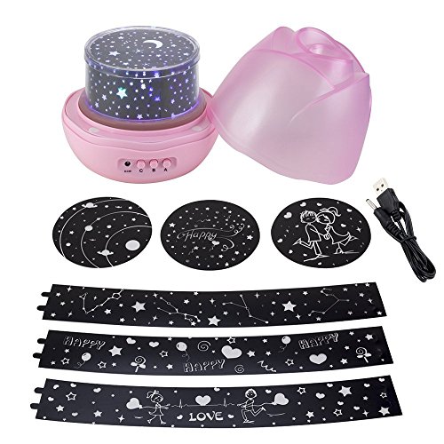 SlowTon Sternenhimmel Projektor, Rosebud Blume Knospen 360 Grad drehbar Star Projektor Rose Nachtlicht Romantische Nacht Lampe Projektion 4 LED Wulst für Haus, Schlafzimmer, Kinder Zimmer, Hochzeit, Geburtstag, Parteien, Rosa - 3