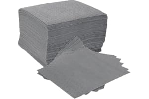 BEARTOOLS Maintenance Absorbent Pads - Absorb Oil, Water, Coolants, For General Use - Spill Control Sheets - 50cm x 40cm, 200 Sheets, Sonic Bonded Core with Spun Bound Top Layer, Grey - Indoor/Outdoor Use