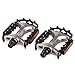 Produktbild Racksoy Aluminium 1 Paar Rutschfeste Fahrrad Pedale R&L Schwarz/Silber für MTB, BMX, City & Trekking ( entspricht den meisten Erwachsenen Fahrräder Mountain Road und Hybrid-Fahrräder)