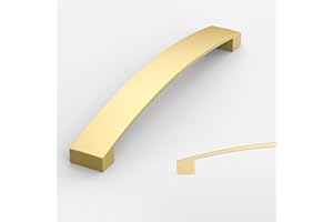 Amerdeco 10 Stück Möbelgriffe Brushed Gold,160mm Lochabstand, Aluminiumlegierung Schubladengriffe & Schrankgriffe für Küchenschränke & Kleiderschränke UK0021