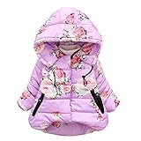 NPRADLA 2018 Mädchen Mantel Herbst Winter Klassische Jacke Klein mädchen Lang Windjacke mit Kapuze Baumwolle Trenchcoat (Violett,L/2-3 Jahre alt)