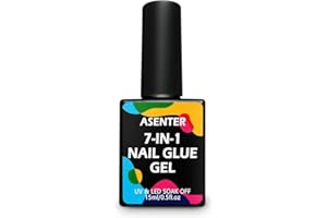 ASENTER 15ML Colle Faux Ongles UV 7 EN 1, Gel et Base Gummy Américaine