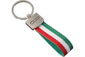 AEIXYA 1 Pièces Porte Clef Voiture, Porte Clef Pour Fiat 500, Accessoires Porte-Clés Fiat Avec Drapeau Italien Tricolore, Logo Coloré(500-Style,B)
