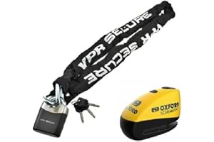 Oxford Security Screamer 7 Alarm Disc Lock Motorcycle Motorbike VPR Sabre Bike Security Chain Lock 1.8m Black