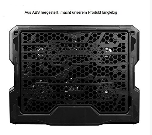 ‚Halterung Kühler bis 6 Lüfter für Laptop Notebook PC, Konsolen… Kompatibel Gerät von 9 bis 17, blaue LED-Beleuchtung, Belüftung und höhenverstellbar, 2 Ports USB… - 3