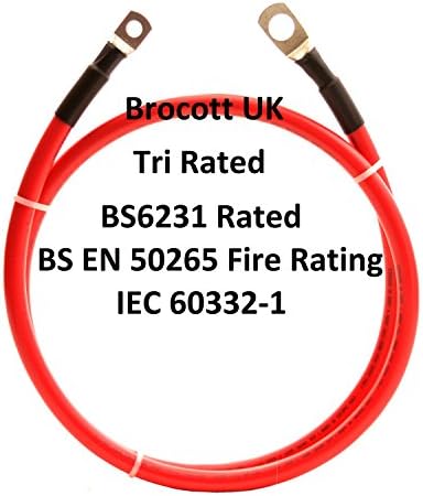2 Meter - Battery Connector Lead, Battery Jumper Lead, Battery Bridge Lead - 100 Amp, 16mm Battery Cable (6mm To 8mm Terminal Crimp Size)
