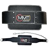 MMT SPORTS Weight Lifting Body Building Leather Heavy Duty Dip Belt With Extra Padding Black