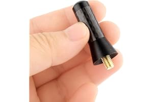 TYENAZA 3.5cm Court Noir en Aluminium antenne mât Fibre de Carbone vis en Aluminium Voiture Courte décoration antenne Universelle pour véhicule avec antenne Externe