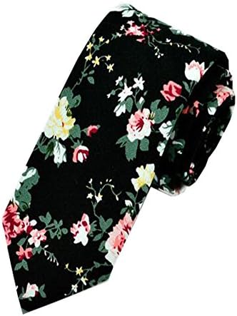 KOINECO Skinny Ties Men's Cotton Printed Floral Neck Tie