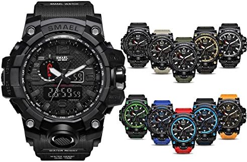 Men's Sport Watch Military Sports Watch 50M Waterproof Watches for Men Rubber LED Wrist Watch Shock Resistant Casual Wrist Quartz Watches (Full Black)