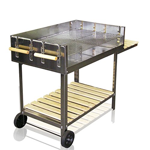 Edelstahl BBQ-Grill rollbar Holzkohlegrill Grillwagen mit höhenverstellbarer 6000cm² Grillfläche / 145x92x60cm