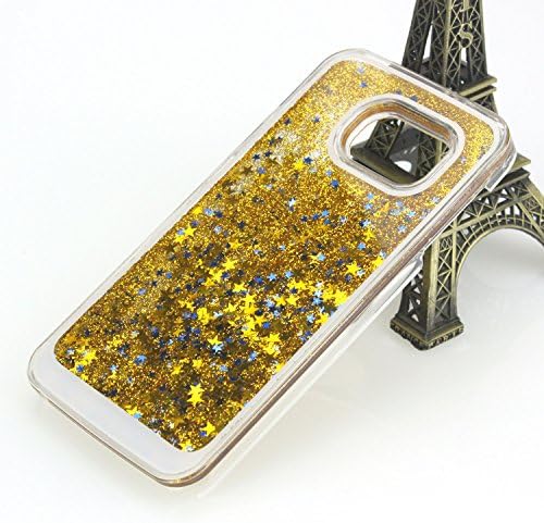 Tailcas® Bling Stars Quicksand Case Cover for Samsung Galaxy S6 G9200, Glitter Shiny Stars Flowing Liquid Anti Scratch Transparent Clear Protective Cover Shell Hard Case for Samsung Galaxy S6 G9200 (Gold)