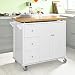 Produktbild SoBuy® Neu Luxus-Küchenwagen, Arbeitsplatte aus hochwertigem Bambus,Kücheninsel,Küchenschrank,Servierwagen, Rollwagen, FKW30-WN