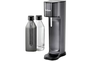 Sodapop JOY PRESTIGE - Trinkwassersprudler inklusive zwei Glaskaraffen mit Bottle-Shirt und CO2-Zylinder, avantgarde black